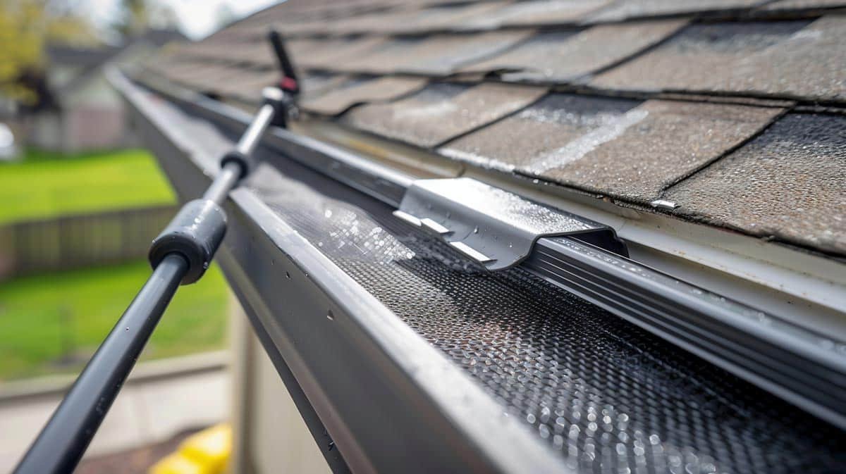 Brightimes-Gutters-05 Close-up of a clean roof gutter